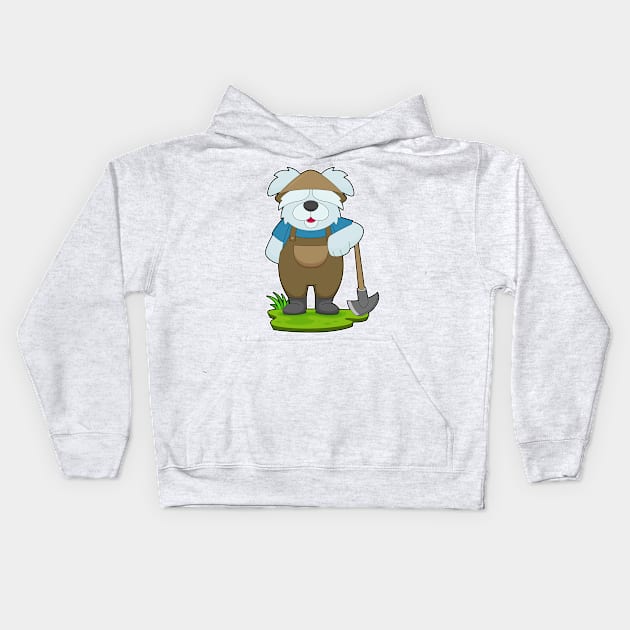 Dog Farmer Pickaxe Kids Hoodie by Markus Schnabel